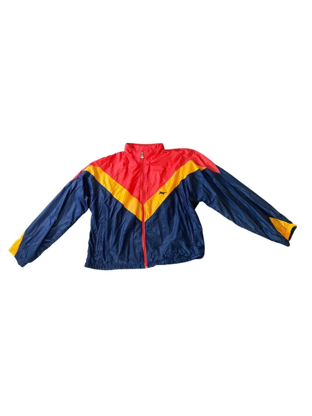 Vintage Asics Colorblock Windbreaker Jacket Red Yellow Blue Full Zip XXL